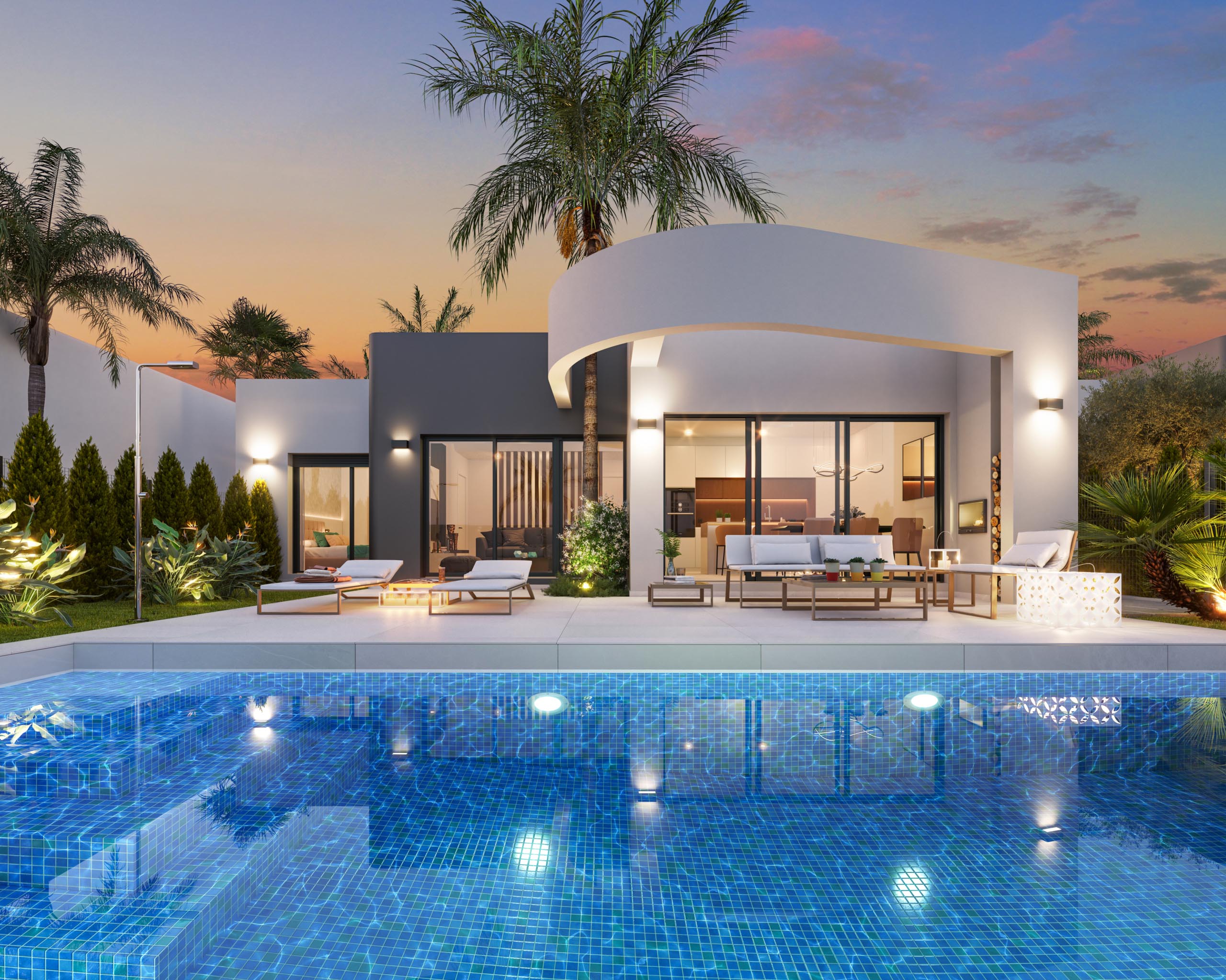 Exterior view of a luxury villa in La Serena Golf, Los Alcázares