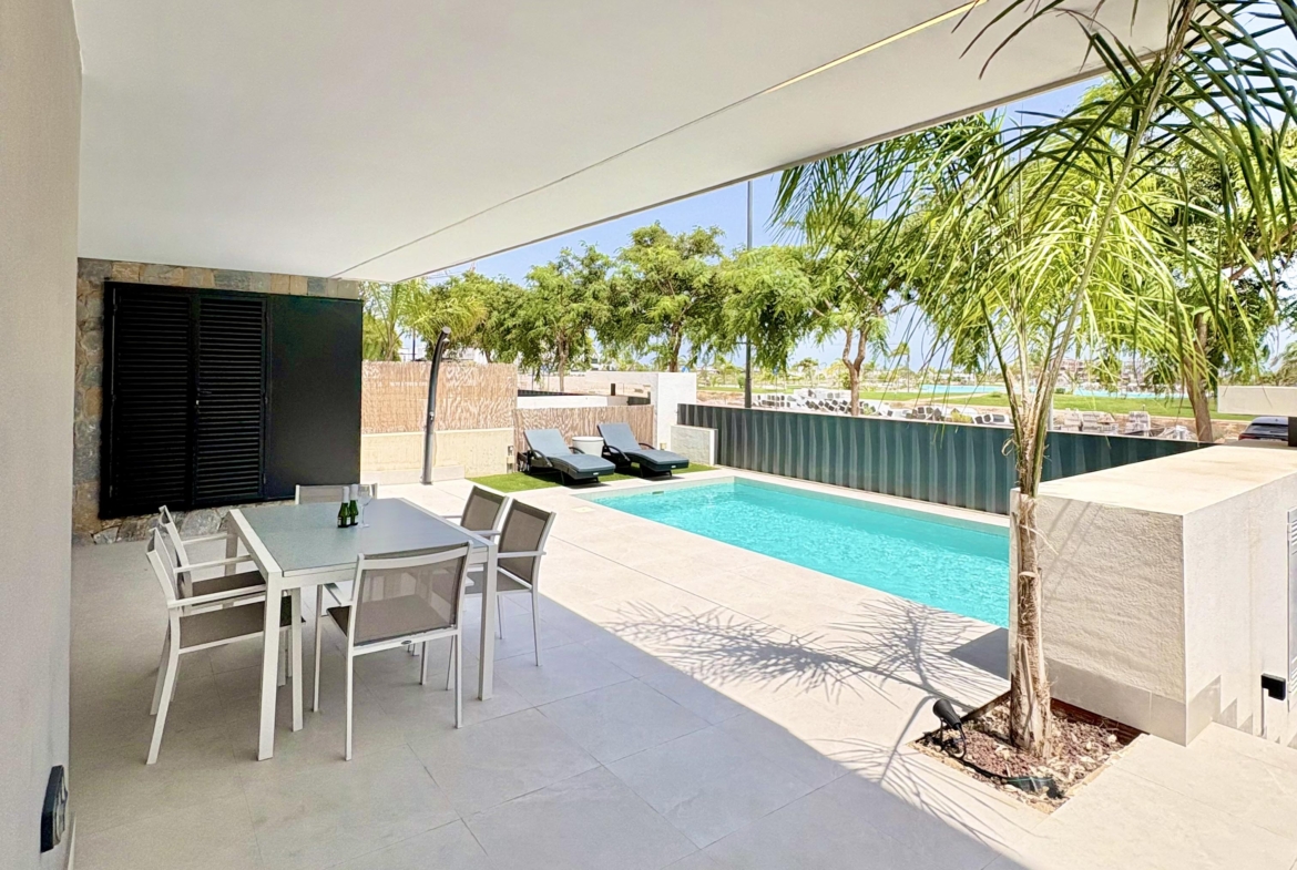 Private pool and landscaped garden at Villa Almendro Santa Rosalía