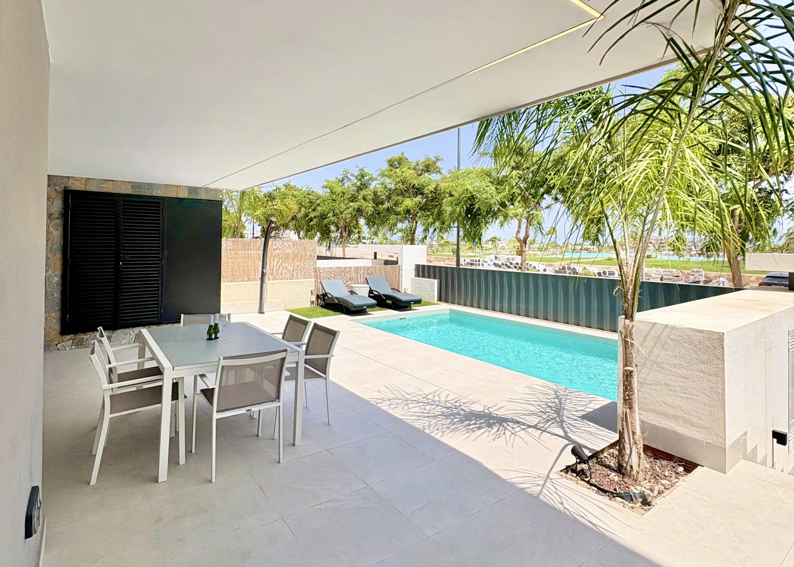 Private pool and landscaped garden at Villa Almendro Santa Rosalía