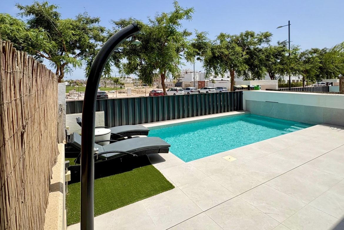 Private pool and landscaped garden at Villa Almendro Santa Rosalía