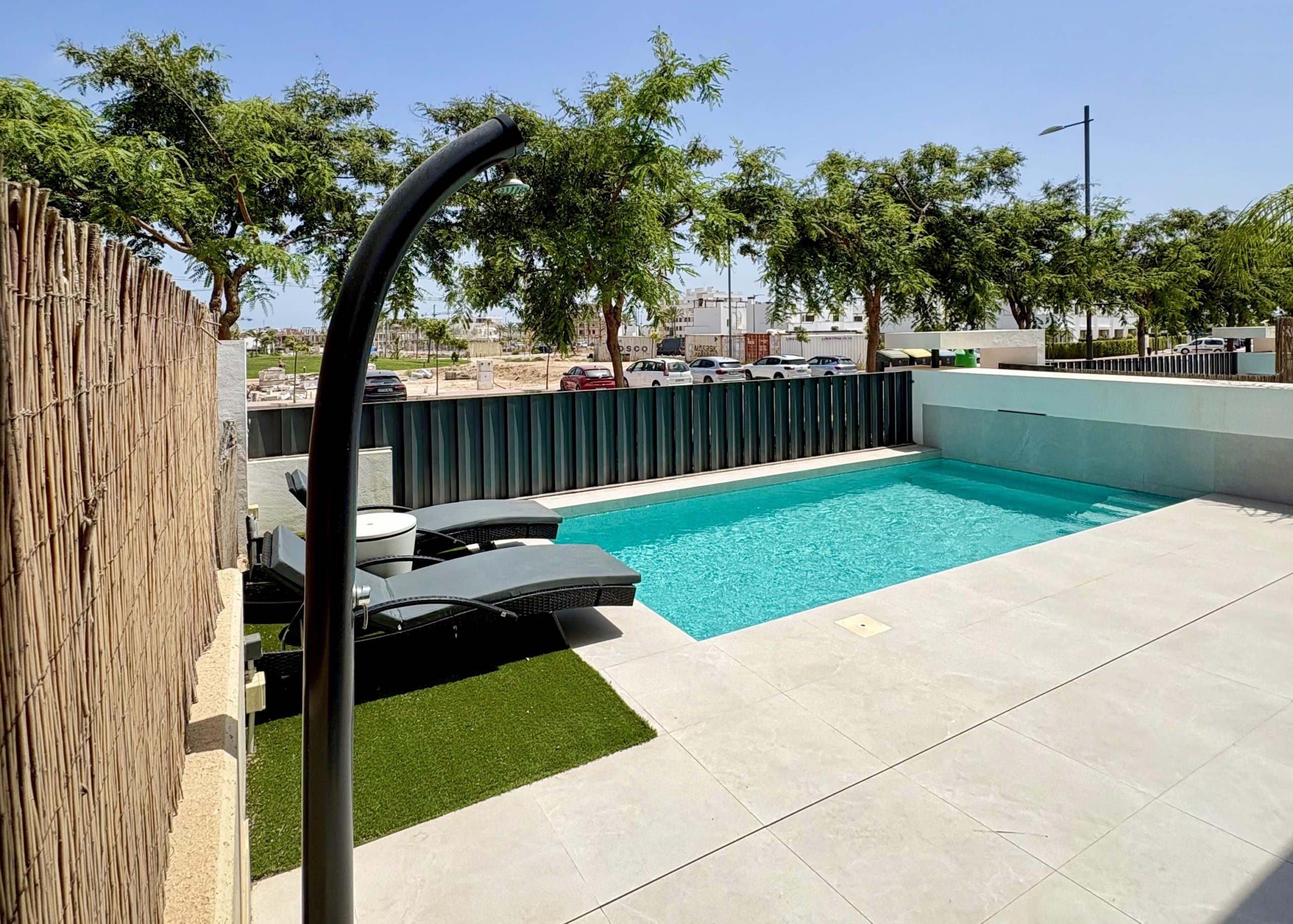 Private pool and landscaped garden at Villa Almendro Santa Rosalía