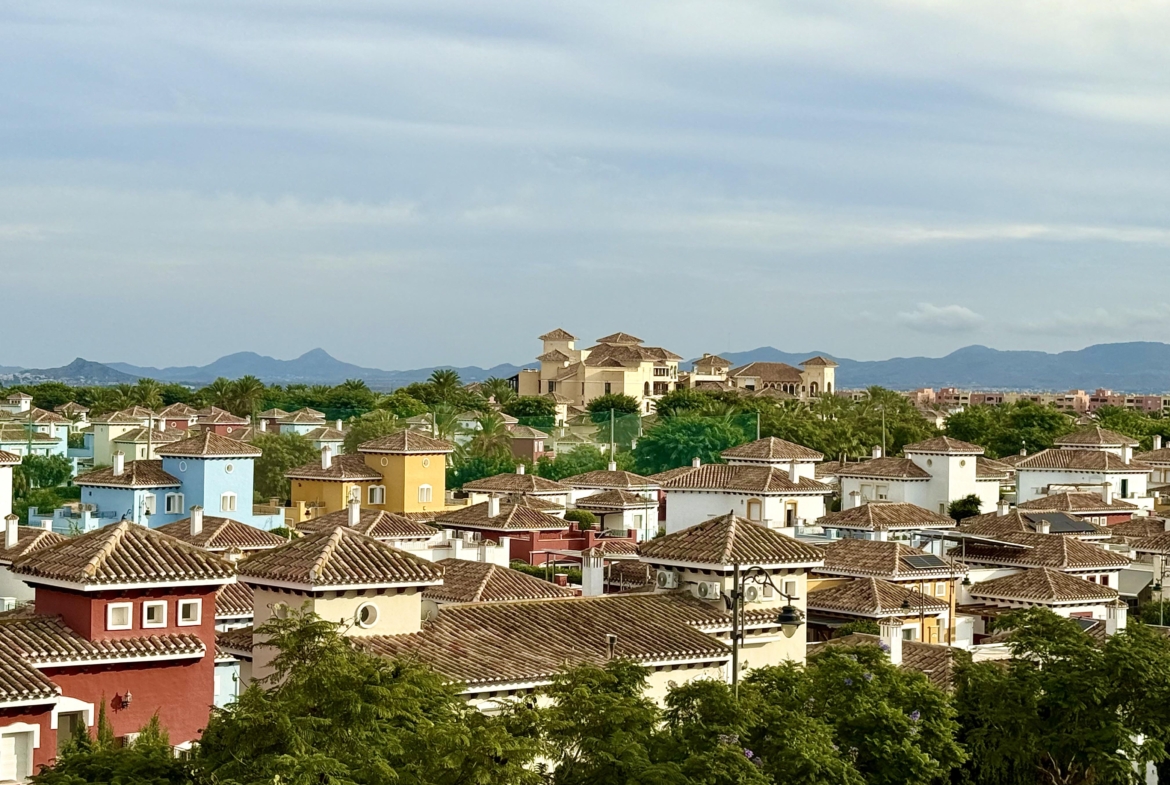 Mediterranean-style buildings and landscaped streets at Mar Menor Resort