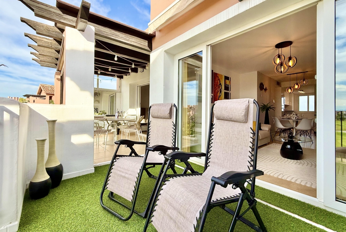 Penthouse terrace at Mar Menor Golf Resort overlooking the lake