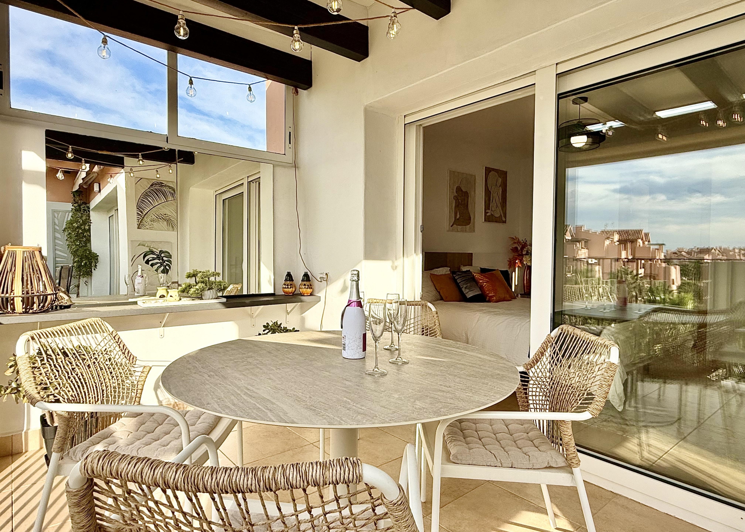 Penthouse terrace at Mar Menor Golf Resort overlooking the lake