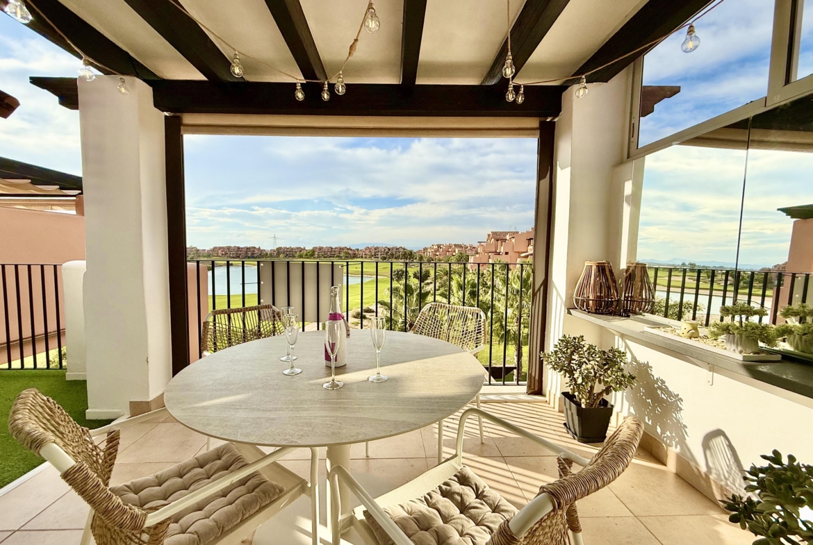 Penthouse terrace at Mar Menor Golf Resort overlooking the lake