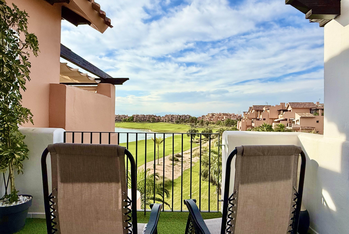 Penthouse terrace at Mar Menor Golf Resort overlooking the lake