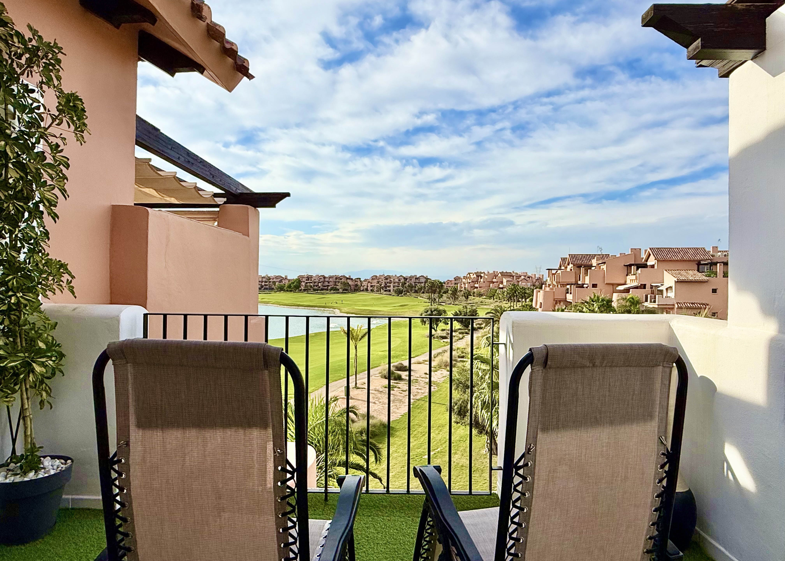 Penthouse terrace at Mar Menor Golf Resort overlooking the lake
