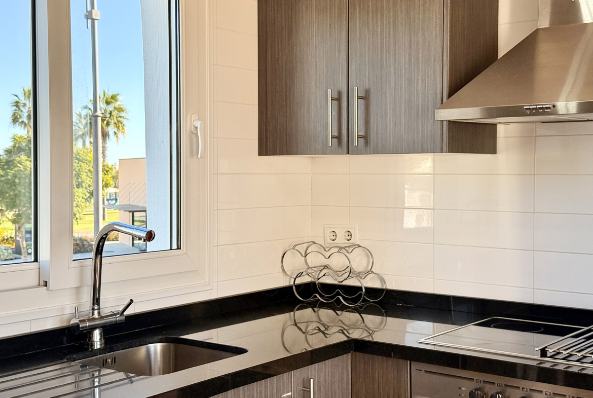 South-facing terrace with golf course views at Mar Menor Golf Resort