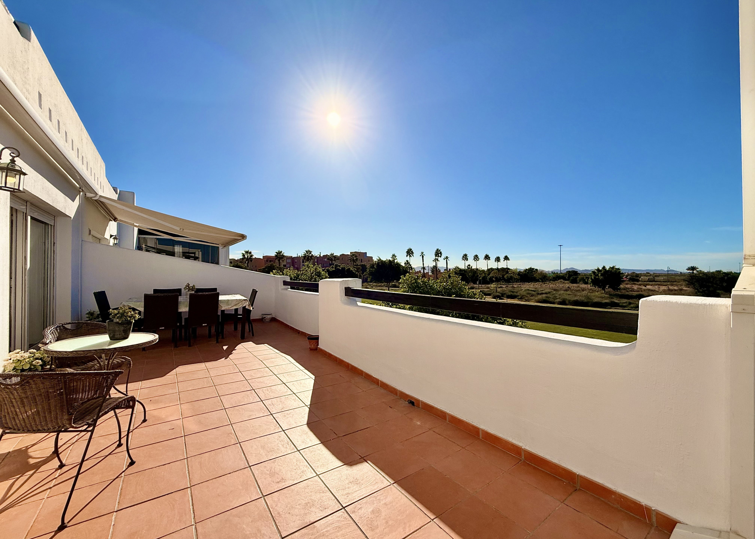 Albor apartment for sale, South-facing terrace with golf course views at Mar Menor Golf Resort