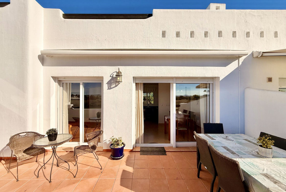 Albor apartment for sale, South-facing terrace with golf course views at Mar Menor Golf Resort