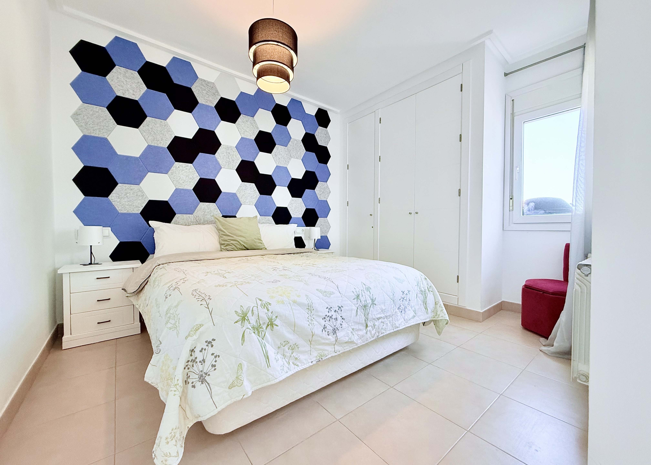 Spacious upstairs bedroom with built-in wardrobes at the Isla Grosa villa on Mar Menor Golf Resort.