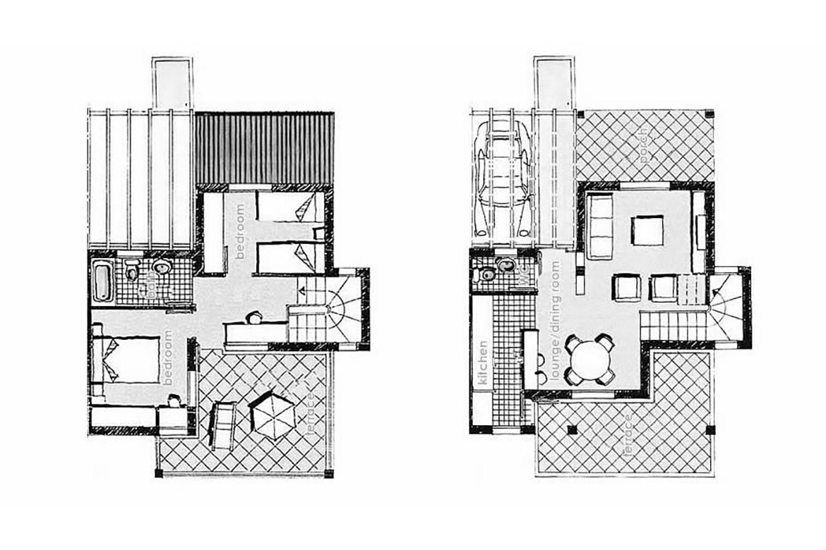 Floor plan of the Isla Grosa villa at Mar Menor Golf Resort showing layout of both levels.