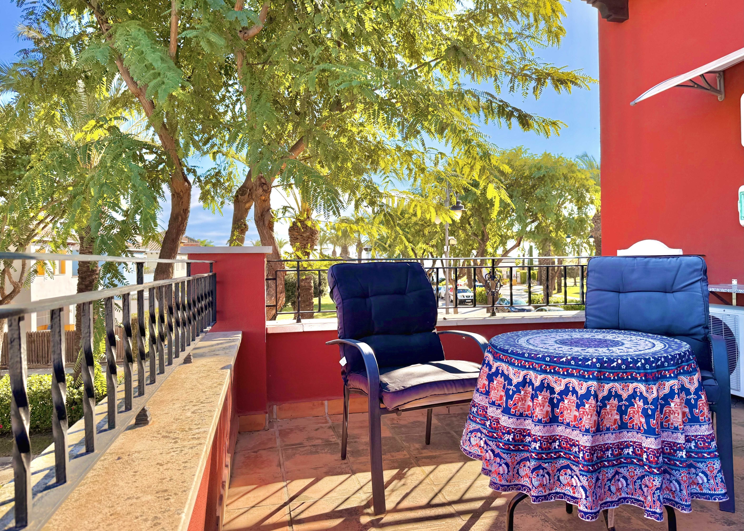 Upper terrace suitable for sunbathing or outdoor workspace at the Isla Grosa villa on Mar Menor Golf Resort.