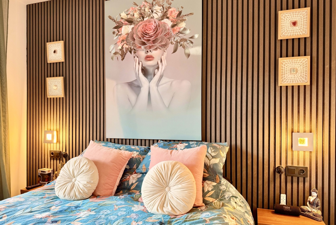 2-Bed Elegant Apartment master bedroom with terrace access and lake views at Mar Menor Golf Resort, offered by Levante Properties.