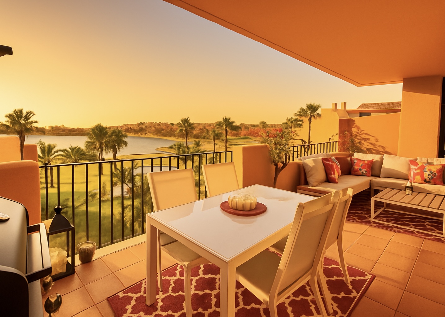 2-Bed Elegant Apartment with West-facing terrace overlooking lake, golf course and pool at Mar Menor Golf Resort by Levante Properties.