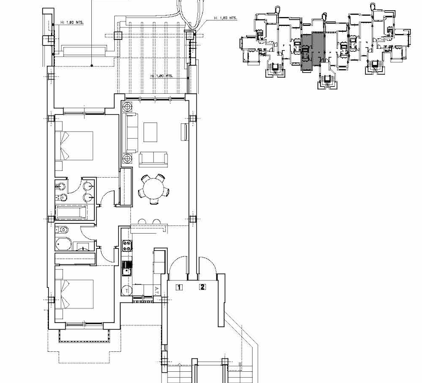 Floor plan of a 2-Bed South Facing Apartment at Mar Menor Golf Resort by Levante Properties