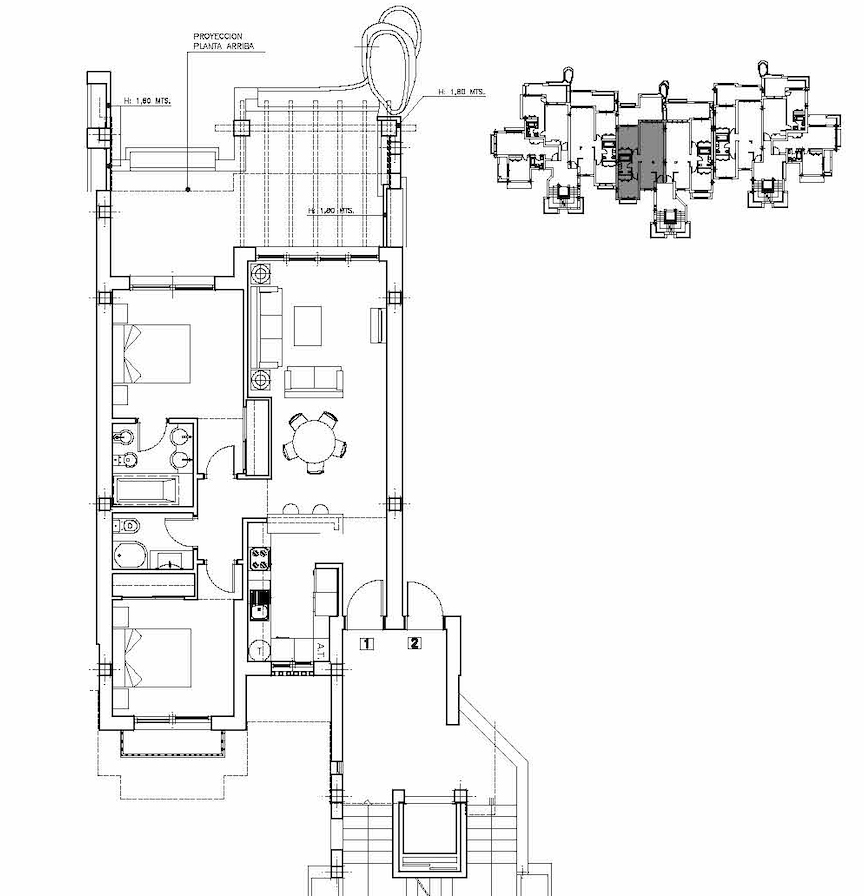 Floor plan of a 2-Bed South Facing Apartment at Mar Menor Golf Resort by Levante Properties