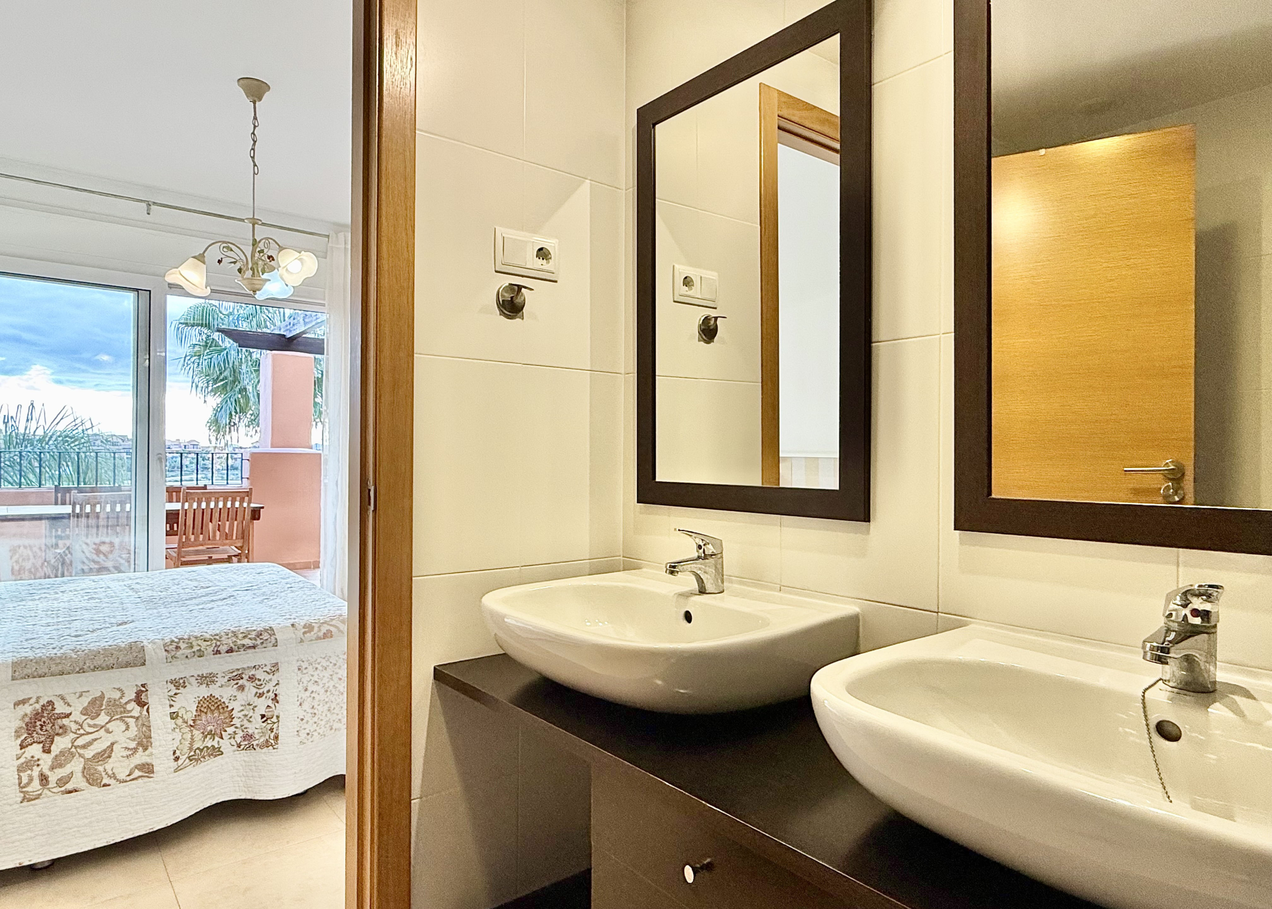 En-suite bathroom in a 2-Bed South Facing Apartment at Mar Menor Golf Resort by Levante Properties