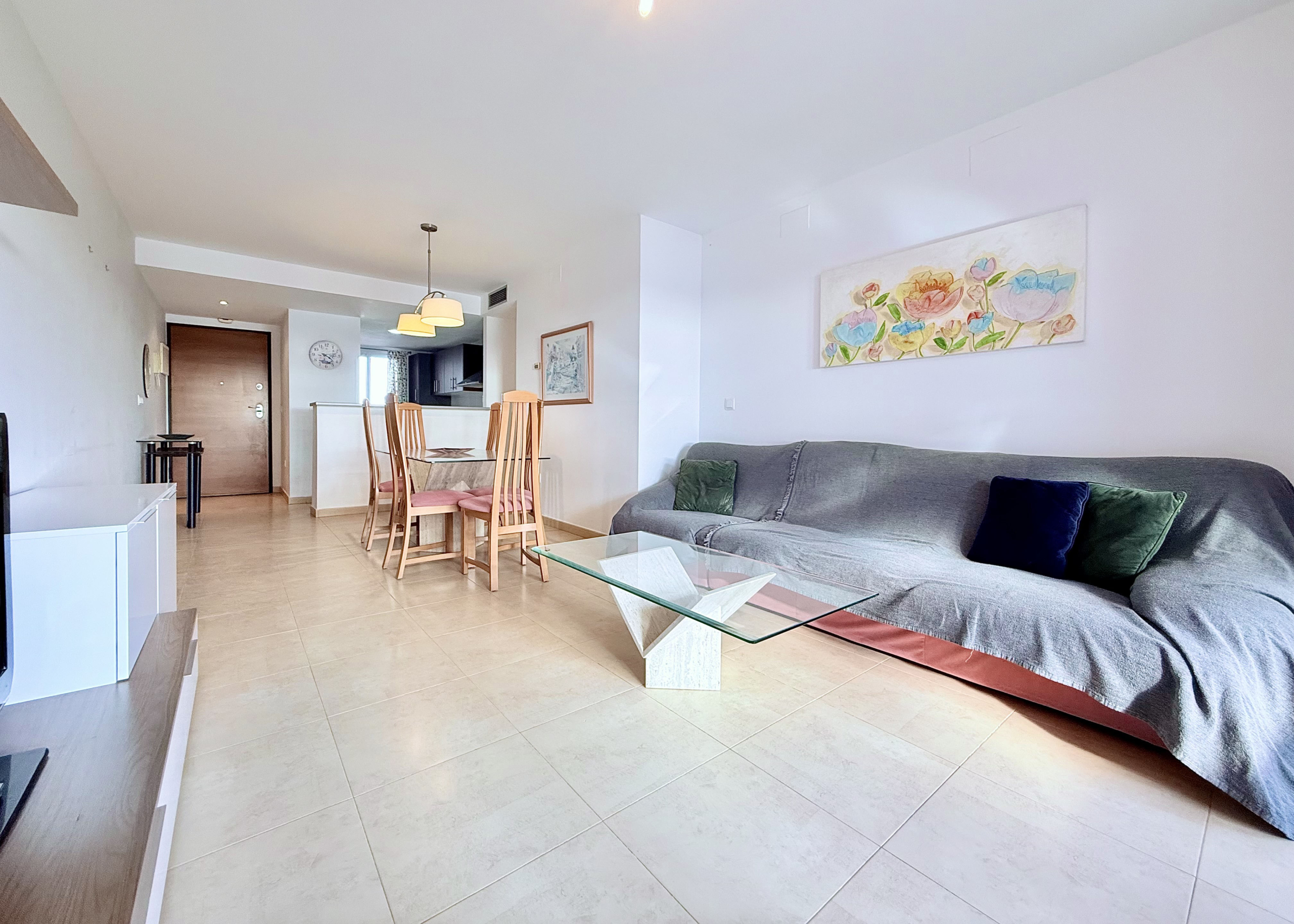 Open-plan living and dining area in a 2-Bed South Facing Apartment at Mar Menor Golf Resort by Levante Properties
