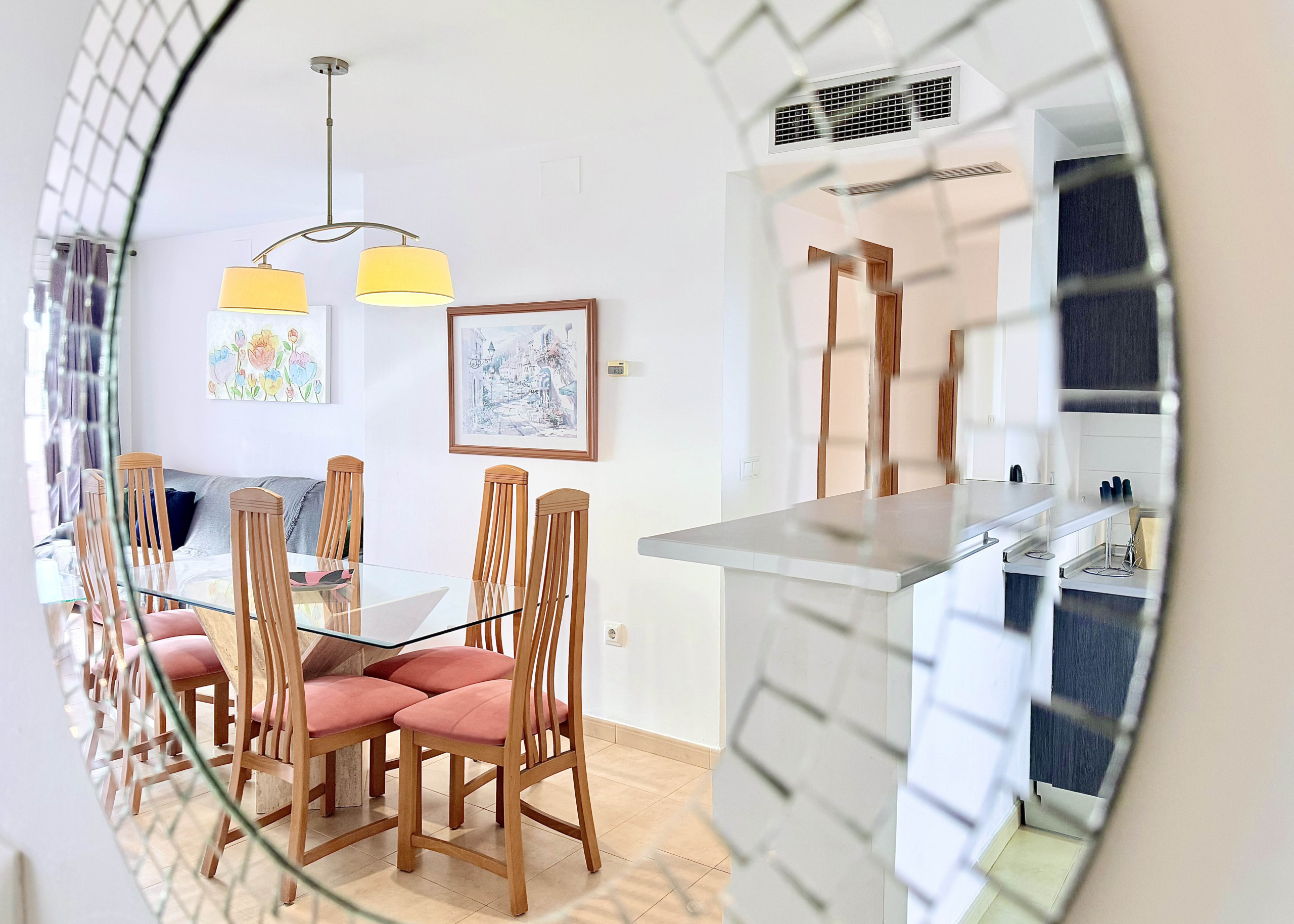 Open-plan living and dining area in a 2-Bed South Facing Apartment at Mar Menor Golf Resort by Levante Properties