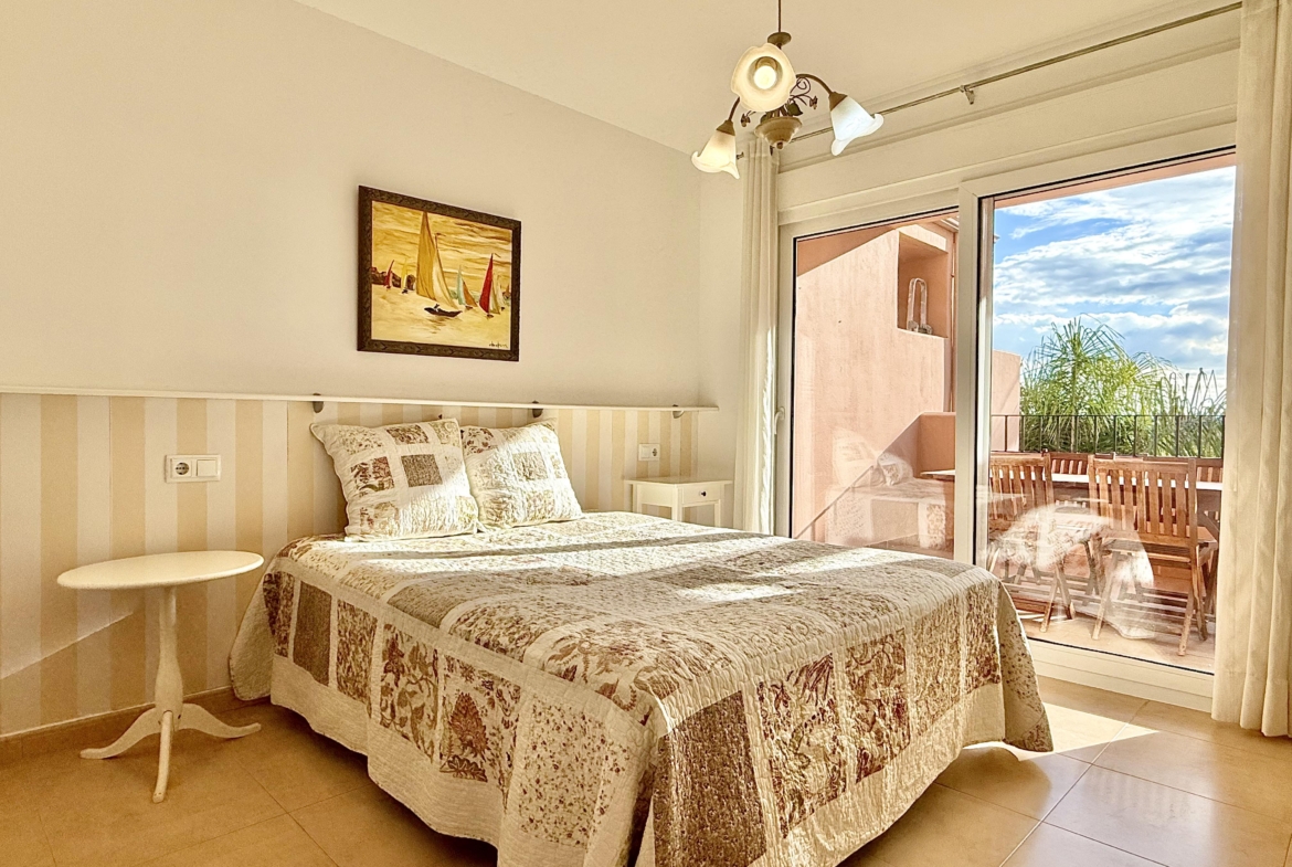 Master bedroom in a 2-Bed South Facing Apartment at Mar Menor Golf Resort by Levante Properties