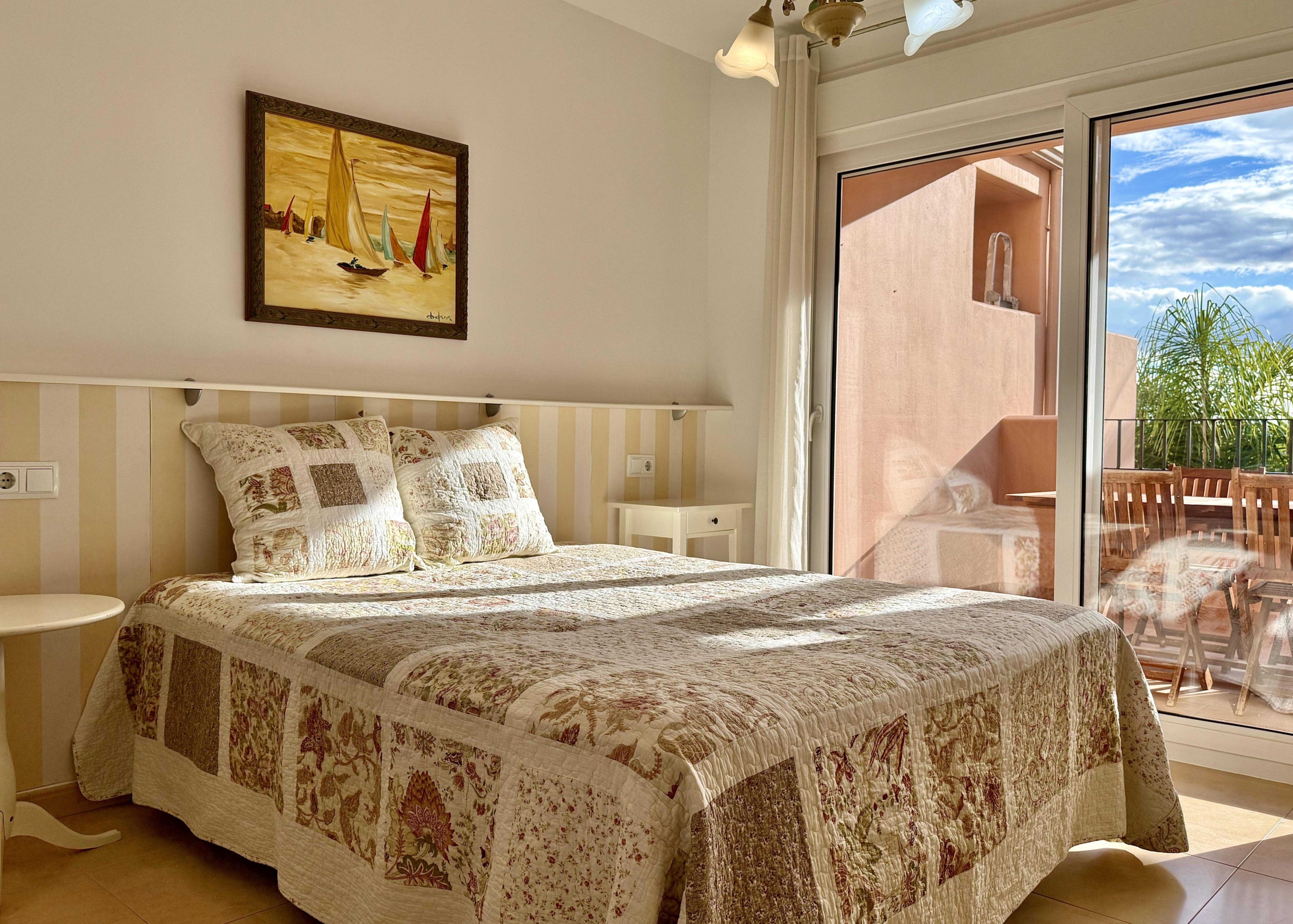 Master bedroom in a 2-Bed South Facing Apartment at Mar Menor Golf Resort by Levante Properties