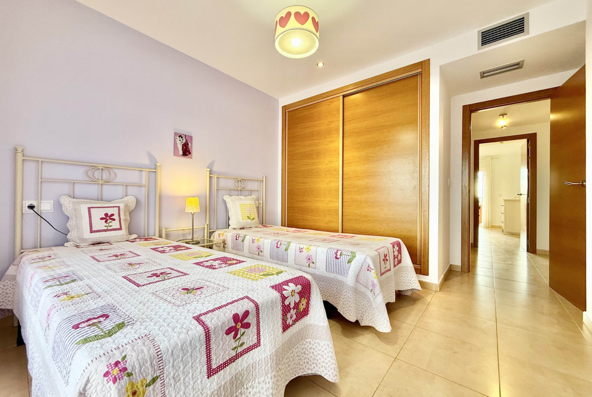Second bedroom in a 2-Bed South Facing Apartment at Mar Menor Golf Resort by Levante Properties