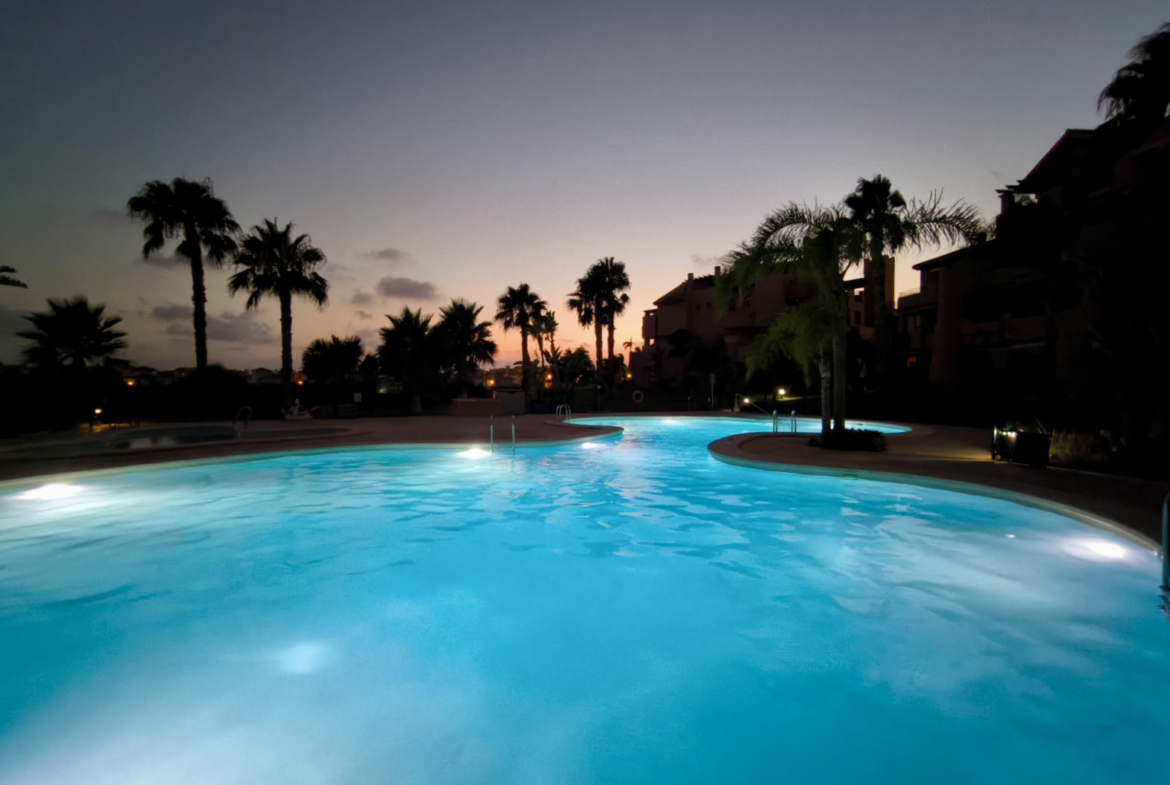 Modern 1 Bedroom Apartment communal pool area on Mar Menor Golf Resort by Levante Properties