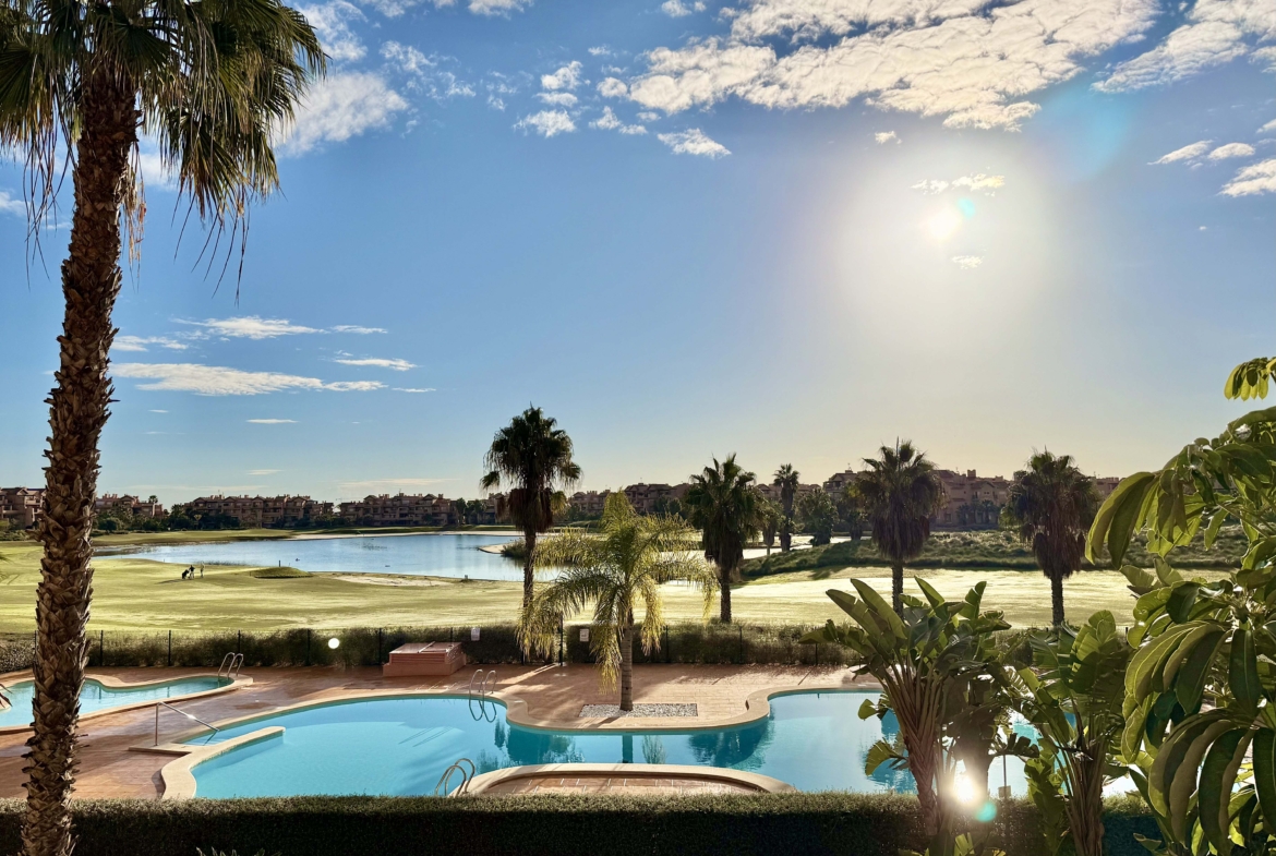 Golf course, pool and lake views from Mar Menor Golf Resort apartment by Levante Properties