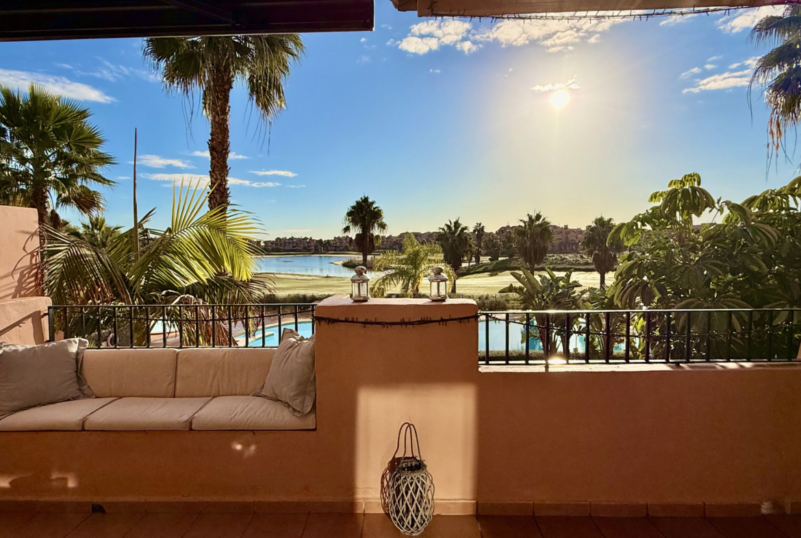 Golf course, pool and lake views from Mar Menor Golf Resort apartment by Levante Properties