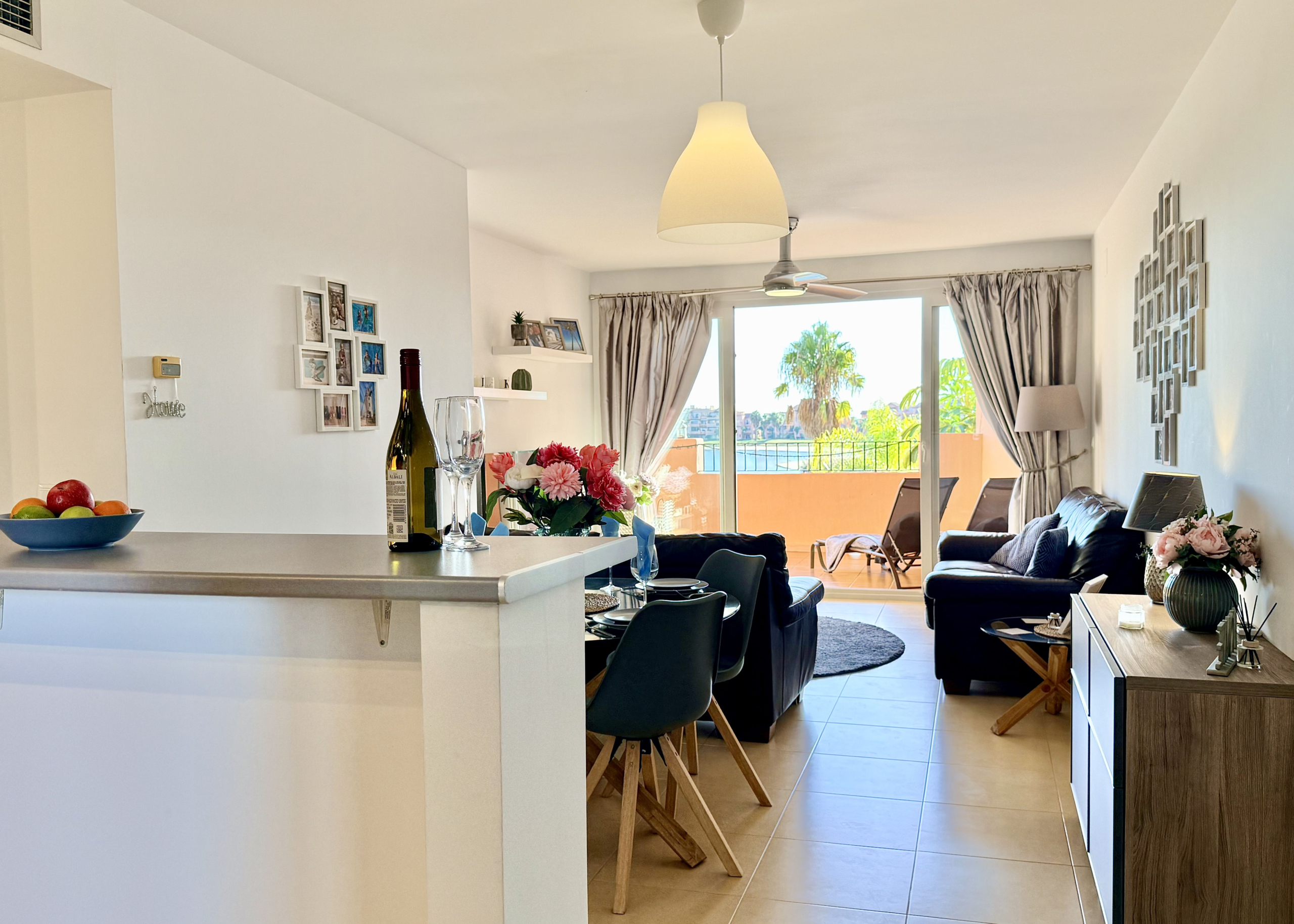 Open plan living and dining area in Mar Menor Golf Resort apartment by Levante Properties