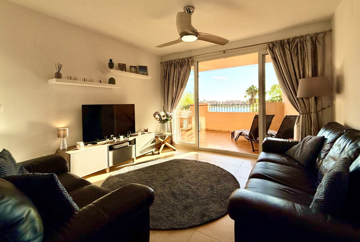 Open plan living and dining area in Mar Menor Golf Resort apartment by Levante Properties
