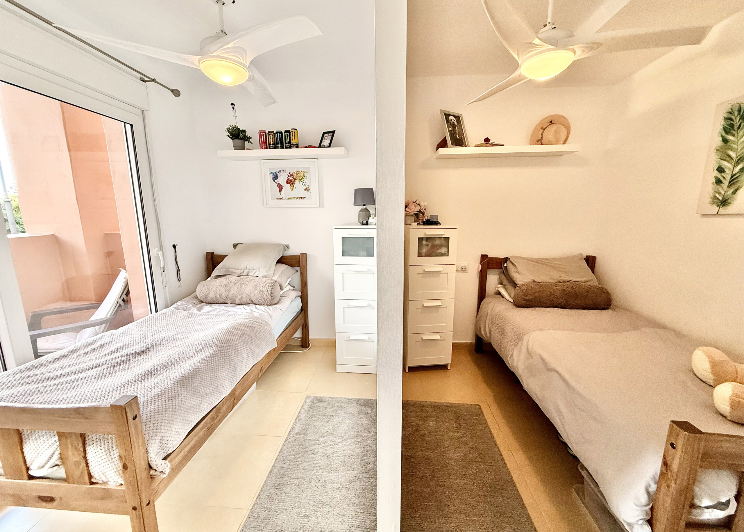 Second double bedroom with private terrace at Mar Menor Golf Resort apartment by Levante Properties