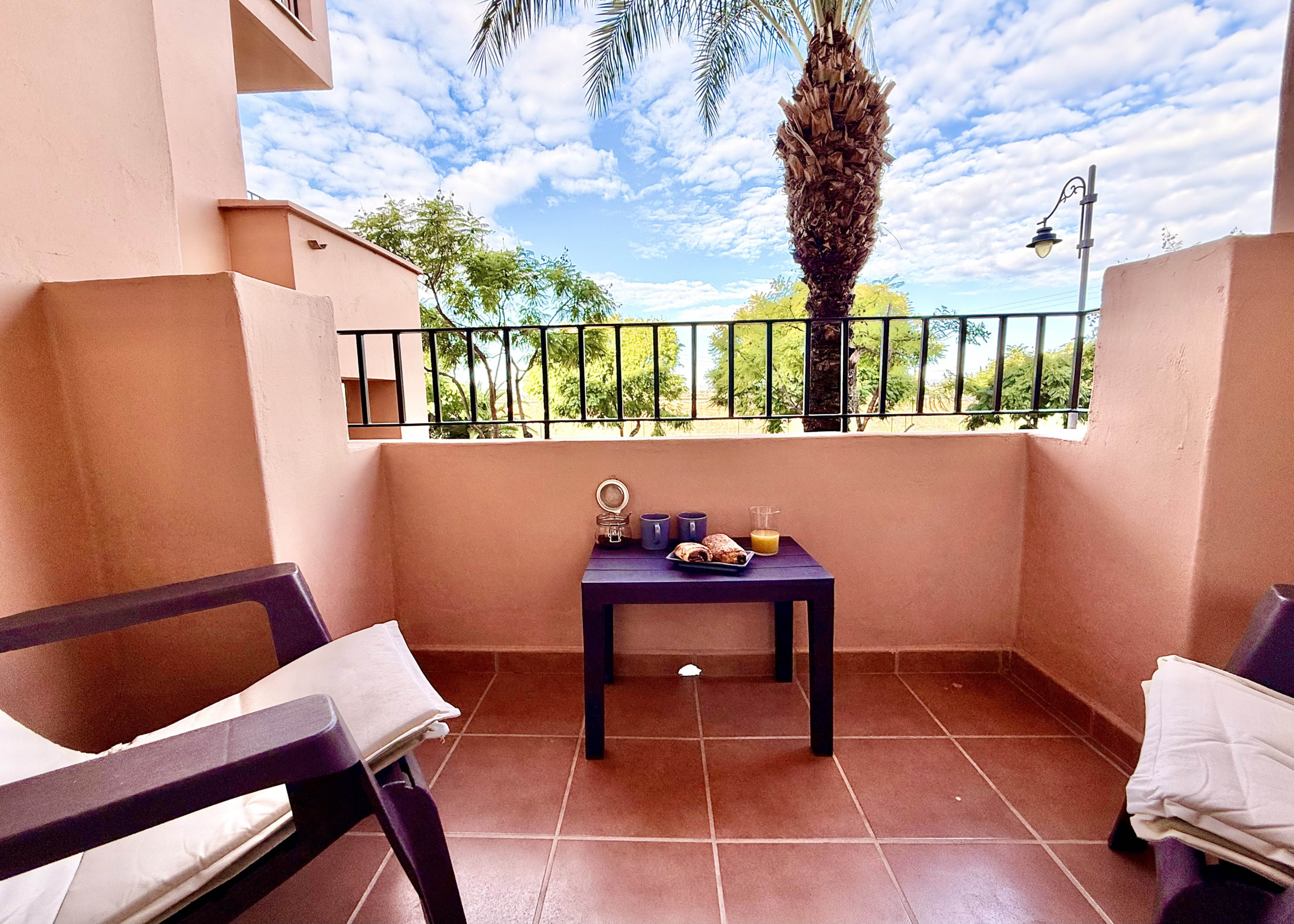 Small private terrace off the second bedroom at Mar Menor Golf Resort apartment by Levante Properties