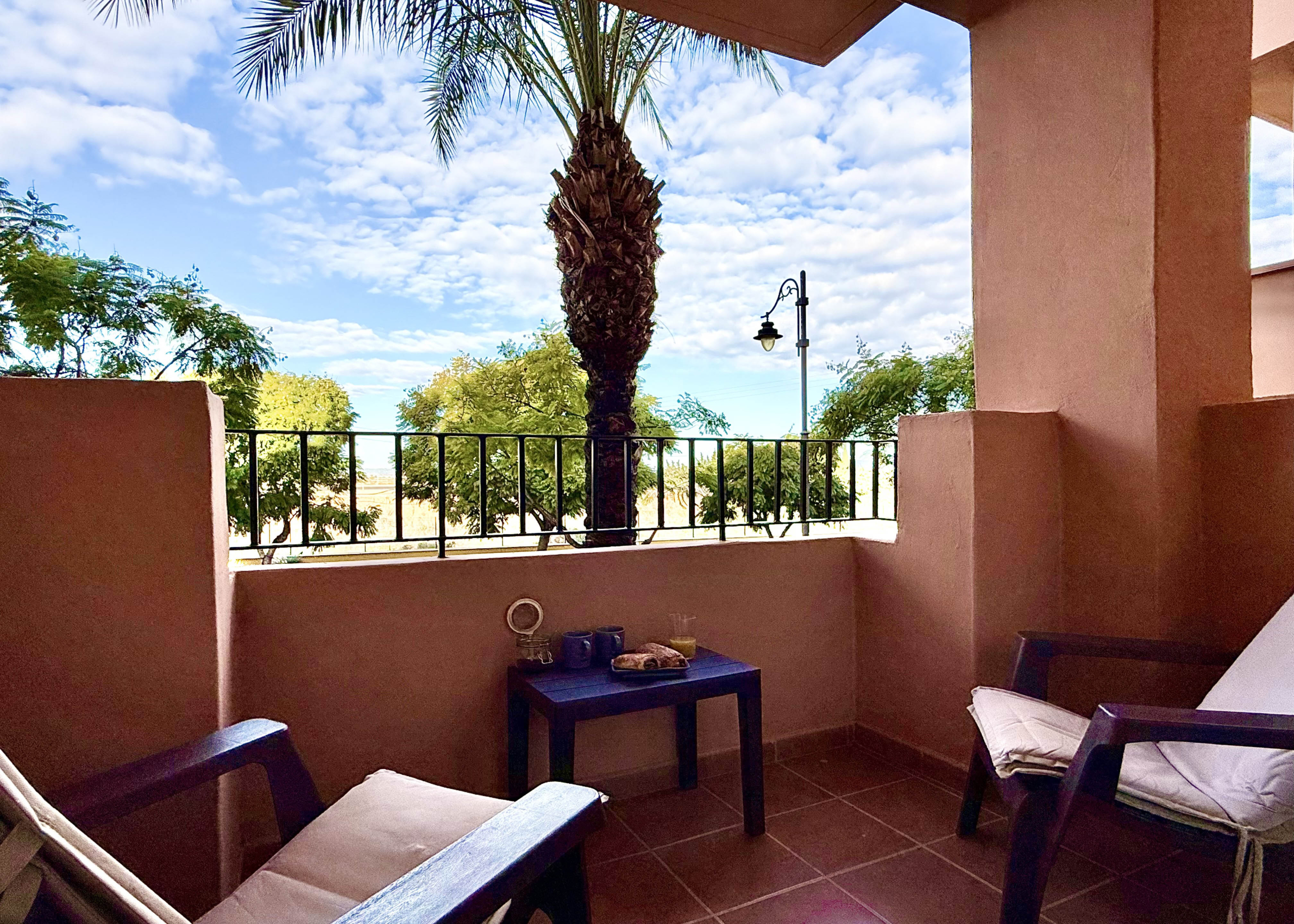 Small private terrace off the second bedroom at Mar Menor Golf Resort apartment by Levante Properties