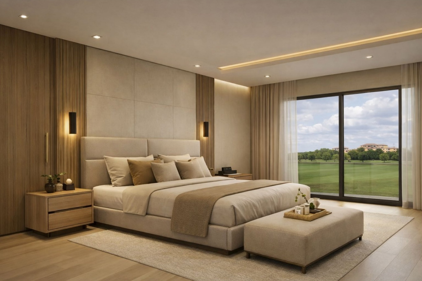 Luxury bedroom with golf views at Mar Menor Golf Resort by Levante Properties