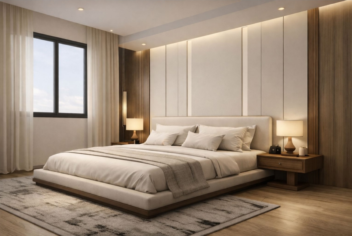 Luxury master bedroom with golf views at Mar Menor Golf Resort by Levante Properties