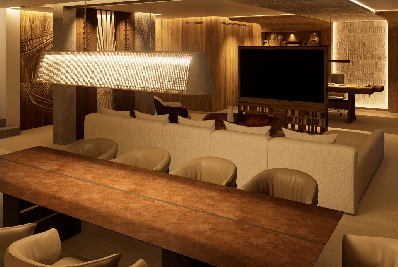 Luxury frontline villa illuminated at night in Mar Menor Golf Resort by Levante Properties