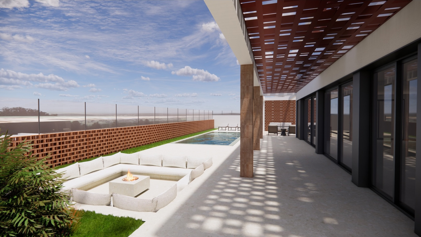 Luxury garden, patio and private swimming pool at frontline villa in Mar Menor Golf Resort by Levante Properties