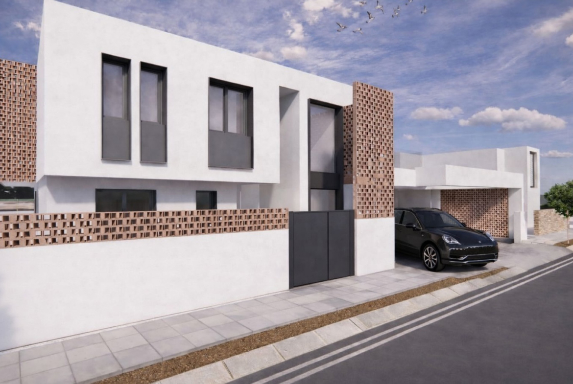Contemporary luxury villa exterior overlooking the golf course at Mar Menor Golf Resort by Levante Properties