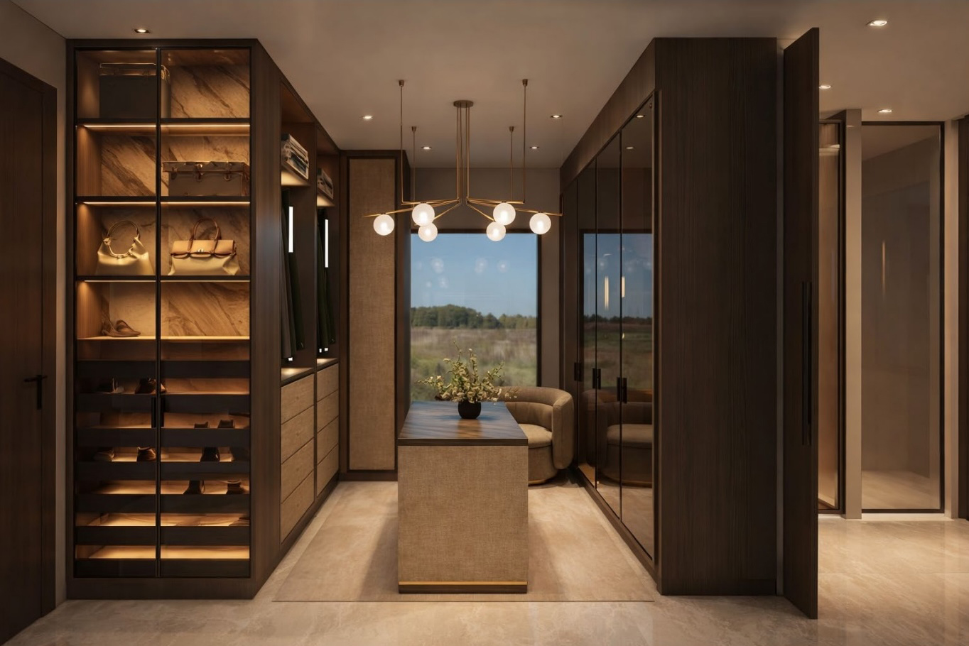 Luxury bedroom suite with dressing area in Mar Menor Golf Resort villa