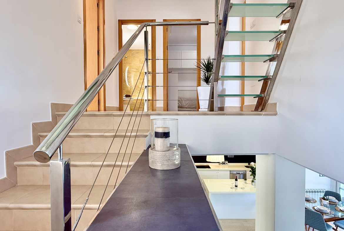 Feature staircase in upgraded 4 bedroom villa on Mar Menor Golf Resort – Levante Properties
