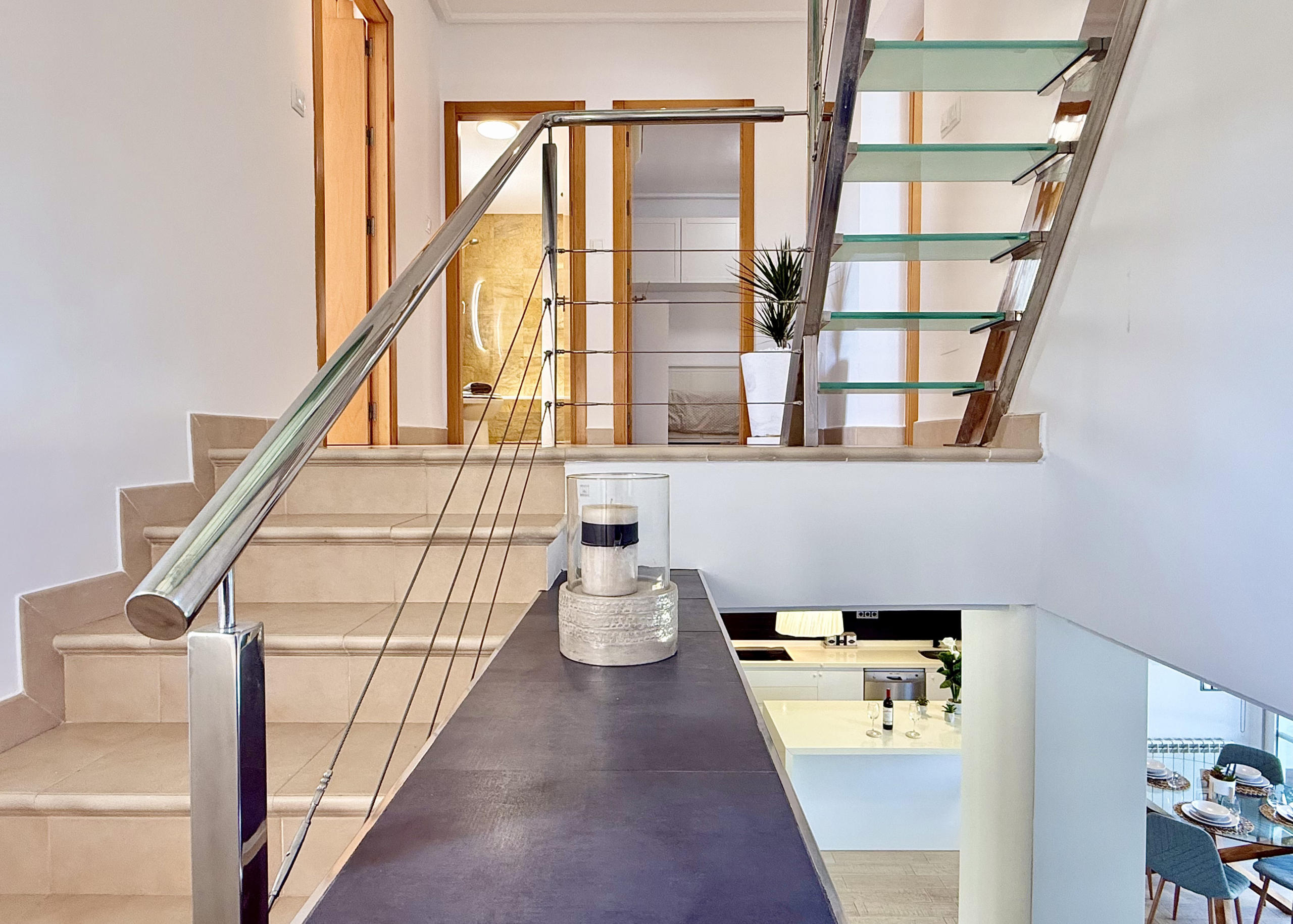 Feature staircase in upgraded 4 bedroom villa on Mar Menor Golf Resort – Levante Properties
