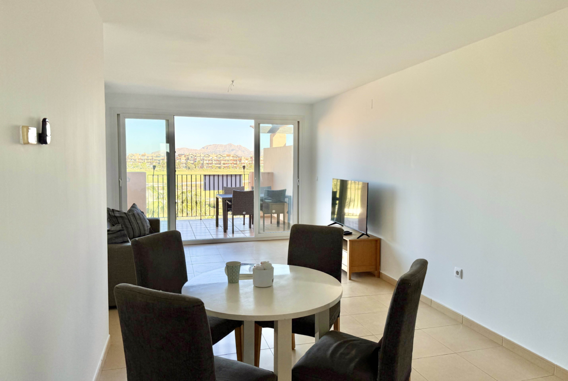 Bright open-plan living room in penthouse at Mar Menor Golf Resort by Levante Properties