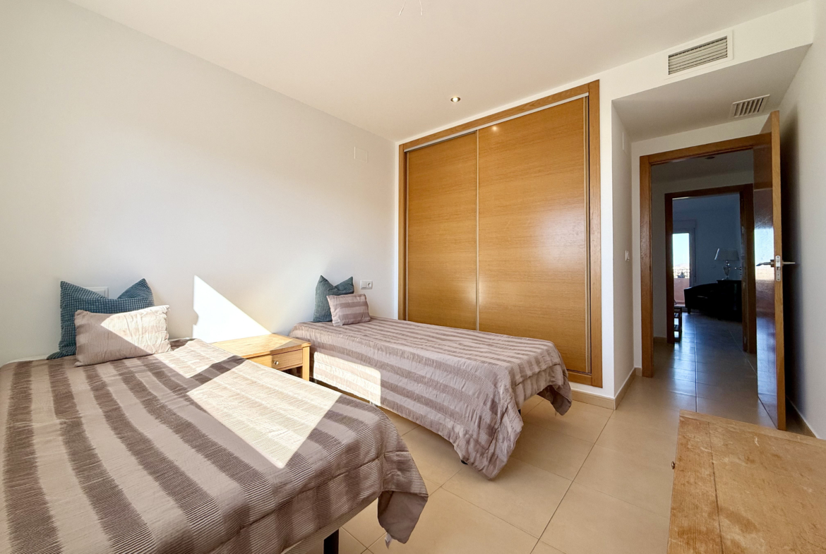 Second bedroom with golf views in penthouse at Mar Menor Golf Resort by Levante Properties
