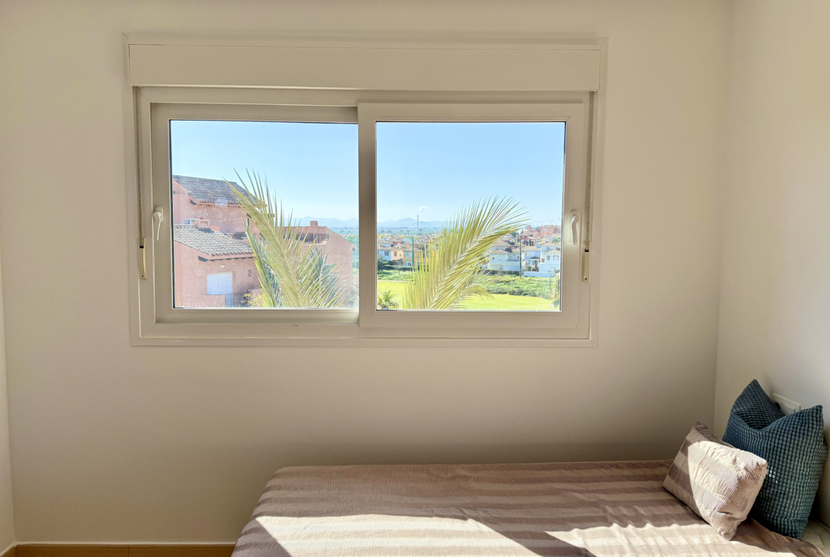 Second bedroom with golf views in penthouse at Mar Menor Golf Resort by Levante Properties
