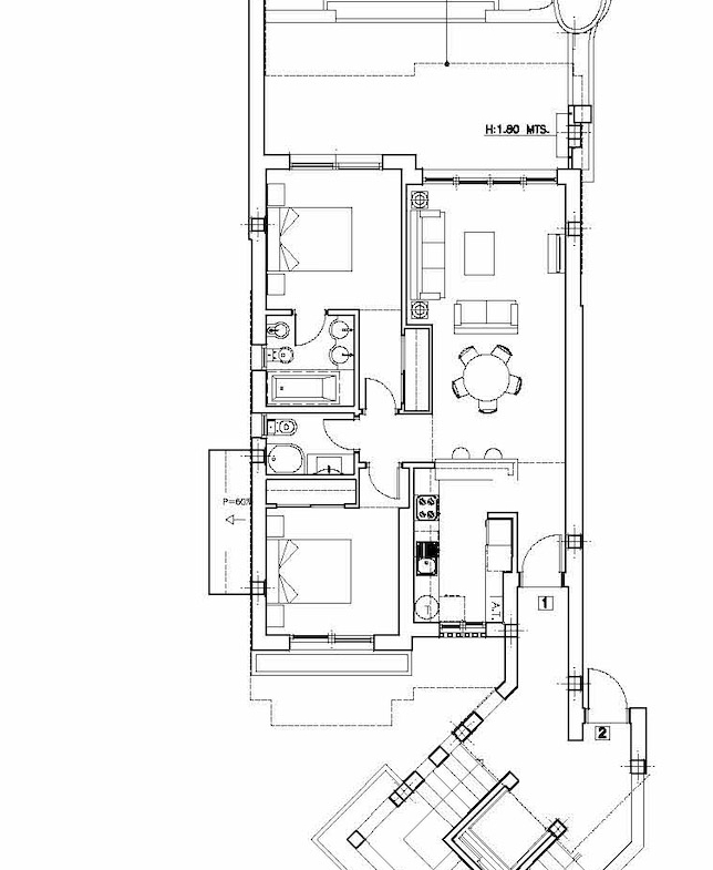 Floorplan of 2 bedroom apartment at Mar Menor Golf Resort by Levante Properties