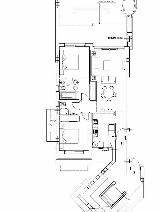 Floorplan of 2 bedroom apartment at Mar Menor Golf Resort by Levante Properties