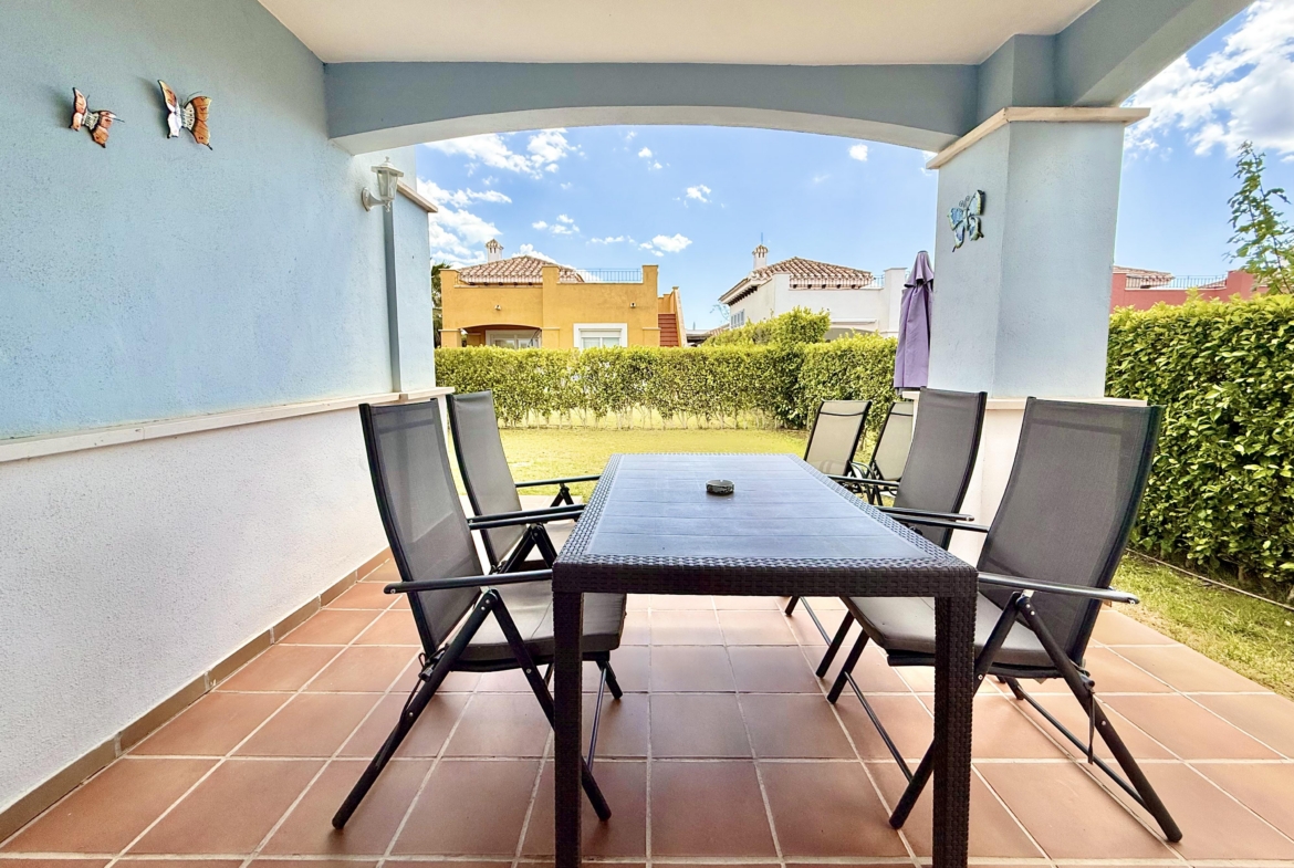 Garden terrace at Mar Menor Golf Resort villa by Levante Properties