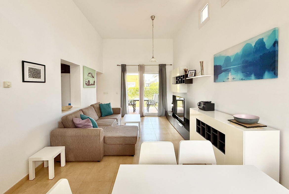 Bright living room in Rondella villa at Mar Menor Golf Resort by Levante Properties